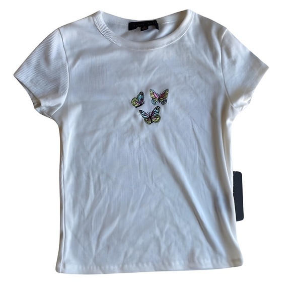 NWT Women's Faded Rose Butterfly Top - Junior - Picture 3 of 3